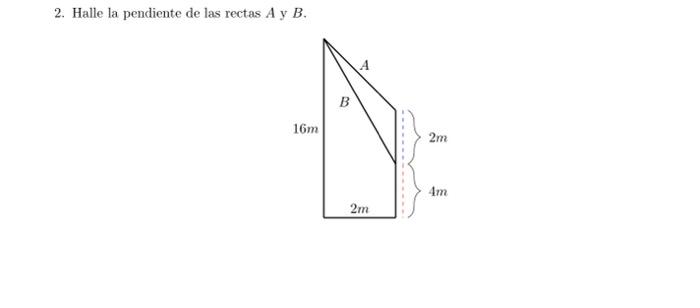 2. Halle la pendiente de las rectas \( A \) y \( B \).