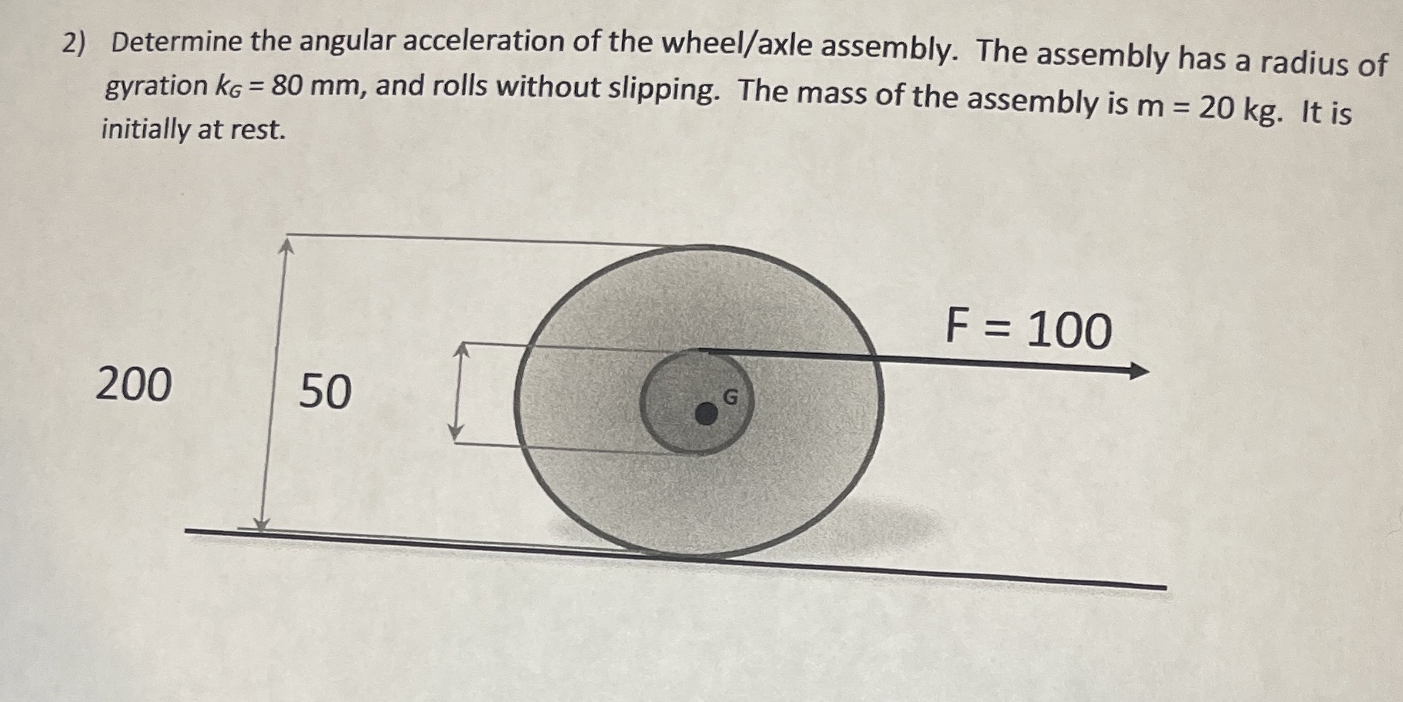 Solved Determine the angular acceleration of the wheel/axle | Chegg.com