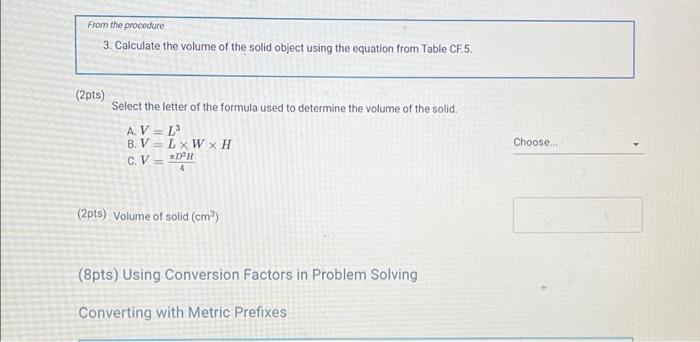 Solved Report - Conversion Factors And Problem Solving | Chegg.com