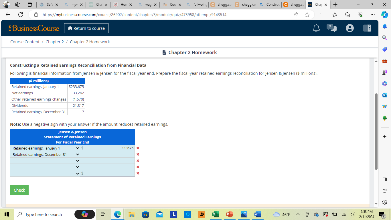 Solved Constructing a Retained Earnings Reconciliation from