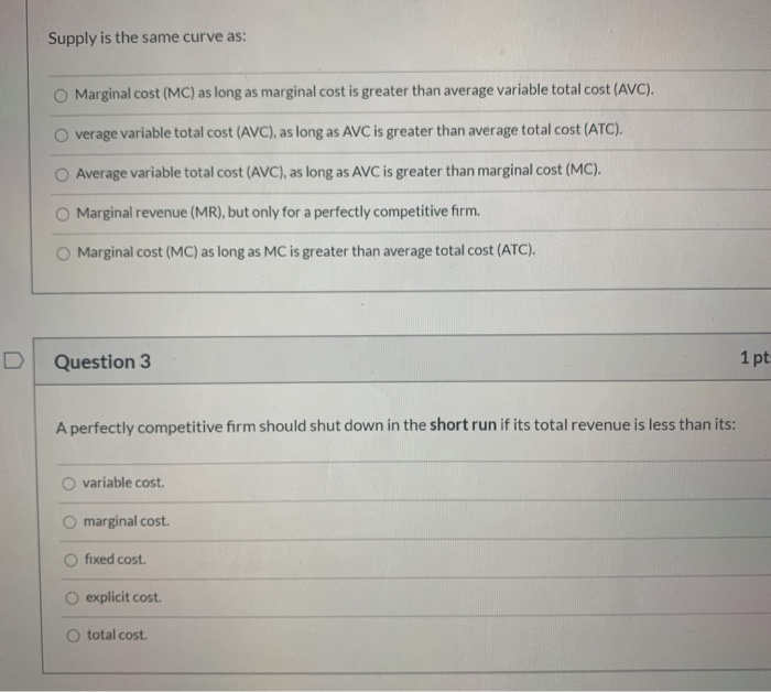 Solved Question 9 1 pts In the long run, perfectly | Chegg.com