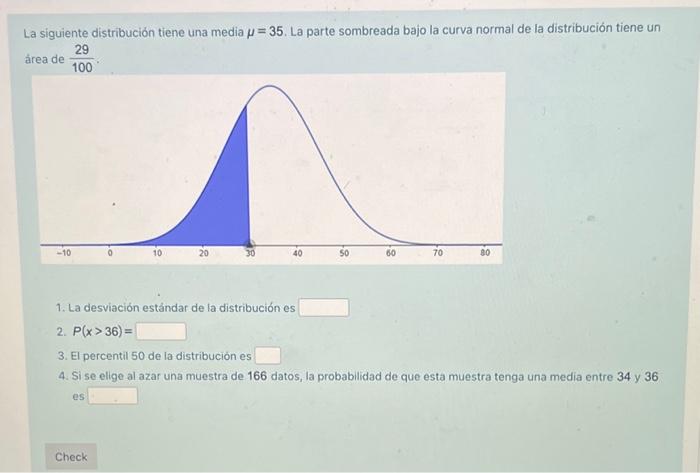 Solved La siguiente distribución tiene una media μ=35. La | Chegg.com