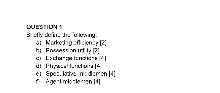 Solved QUESTION 1Briefly define the following:a) ﻿Marketing | Chegg.com