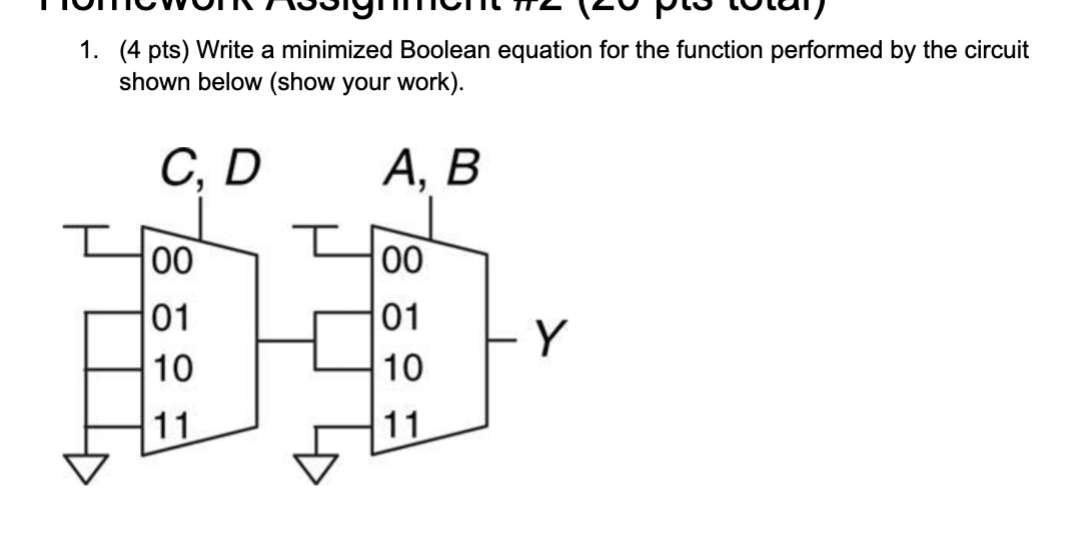 Solved (4 ﻿pts) ﻿Write a minimized Boolean equation for the | Chegg.com