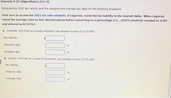 Solved Compute The 2022 Tax Liability And The Marginal And | Chegg.com