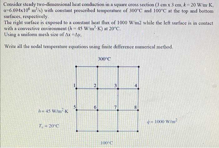 Solved Consider Steady Two Dimensional Heat Conduction In A 5584