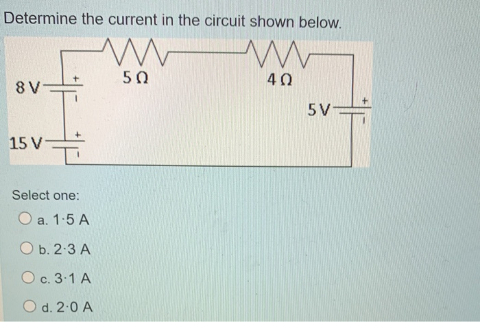 Solved Determine the current in the circuit shown below. 50 | Chegg.com