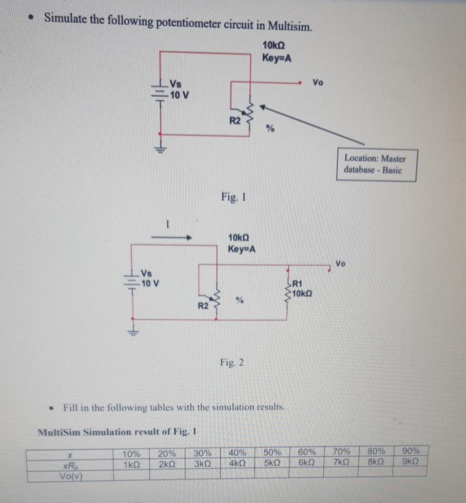 Solved • Simulate the following potentiometer circuit in