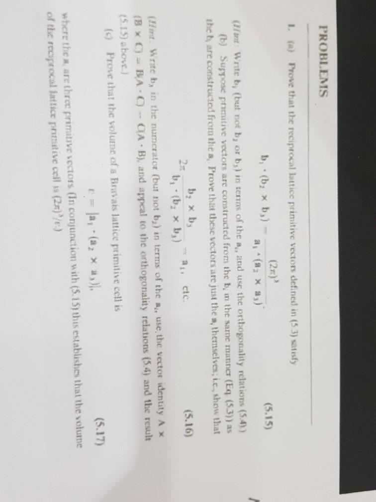 Solved PROBLEMS 1. (a) Prove that the reciprocal lattice | Chegg.com
