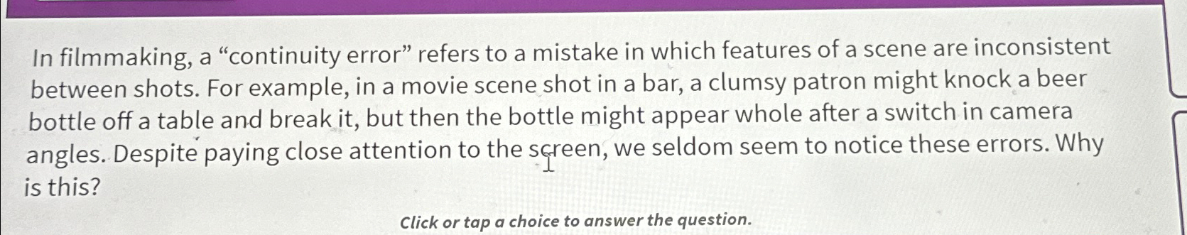 Solved In filmmaking, a 