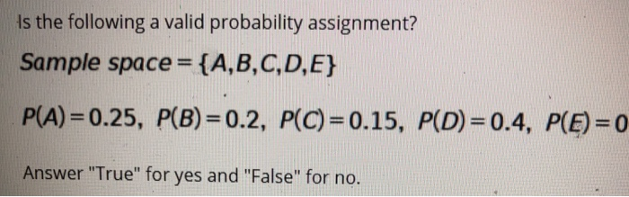 Solved Is the following a valid probability assignment? | Chegg.com