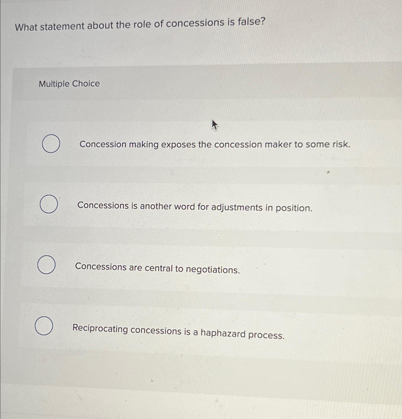 Solved What statement about the role of concessions is