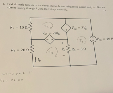 Solved Find all mesh currents in the circuit shown below | Chegg.com