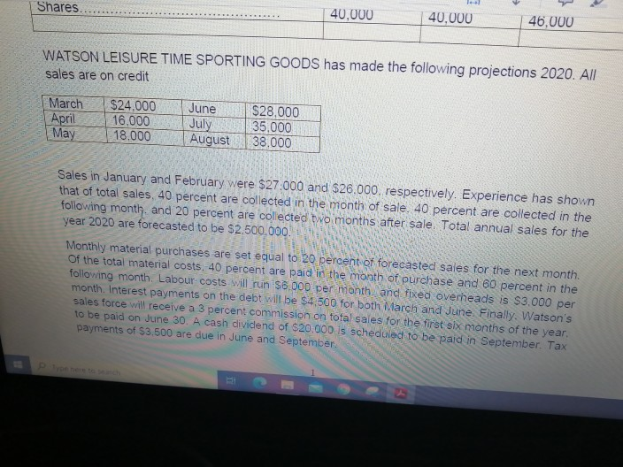 Solved Watson Leisure Time Sporting Goods manufactures golf