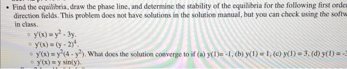 Solved plz find the equilibria, draw the phase line and | Chegg.com