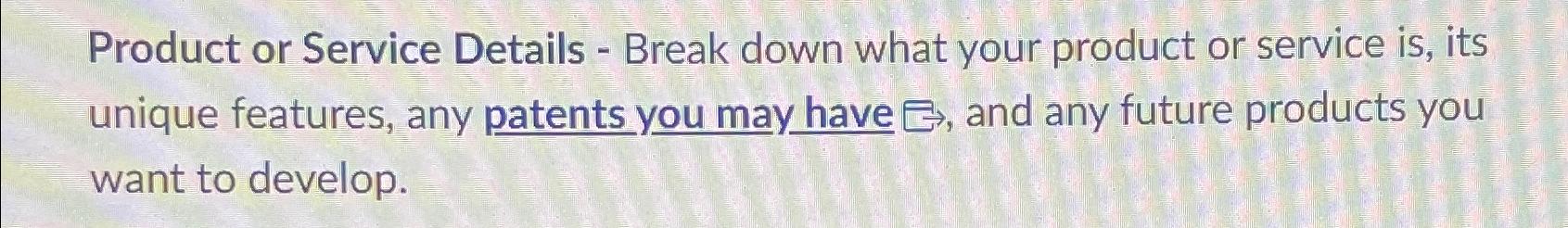 Solved Product or Service Details - ﻿Break down what your | Chegg.com