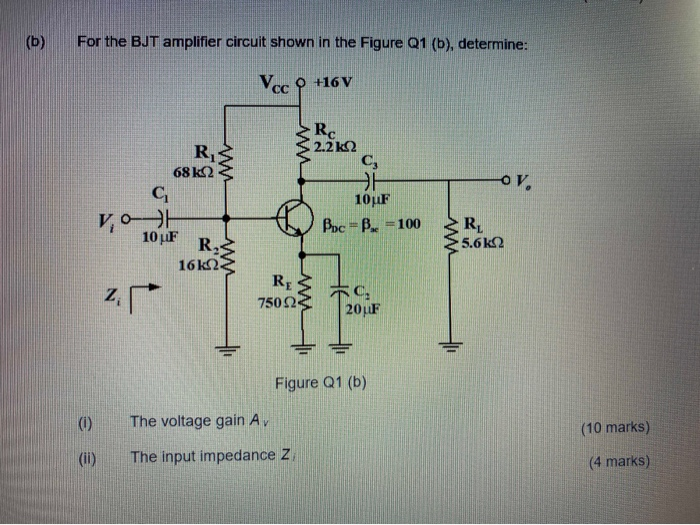 Solved (b) For The BJT Amplifier Circuit Shown In The Figure | Chegg.com