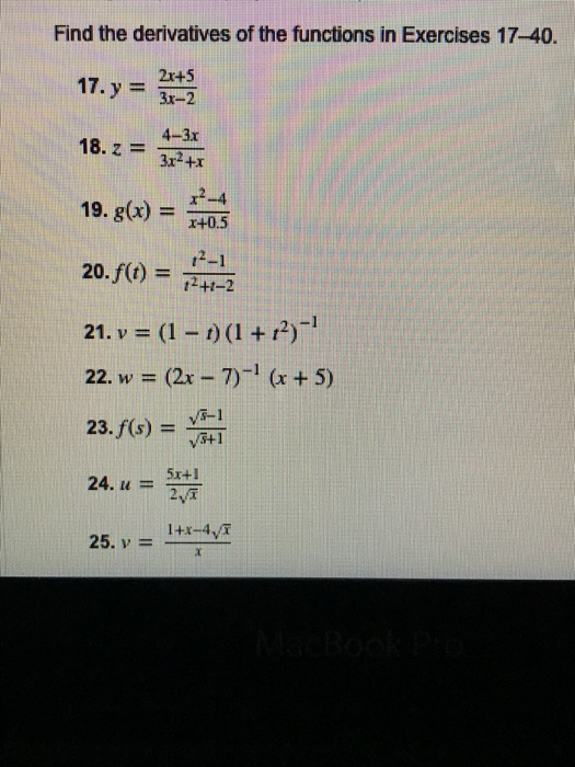 Solved Find The Derivatives Of The Functions In Exercises Chegg Com