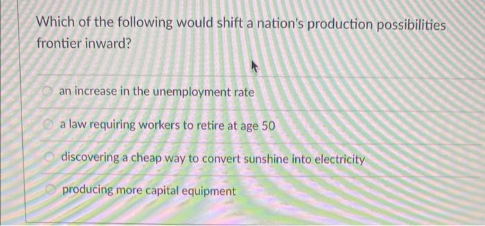 Solved Which of the following would shift a nation's | Chegg.com