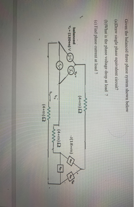 Solved Given the balanced three phase system shown below | Chegg.com