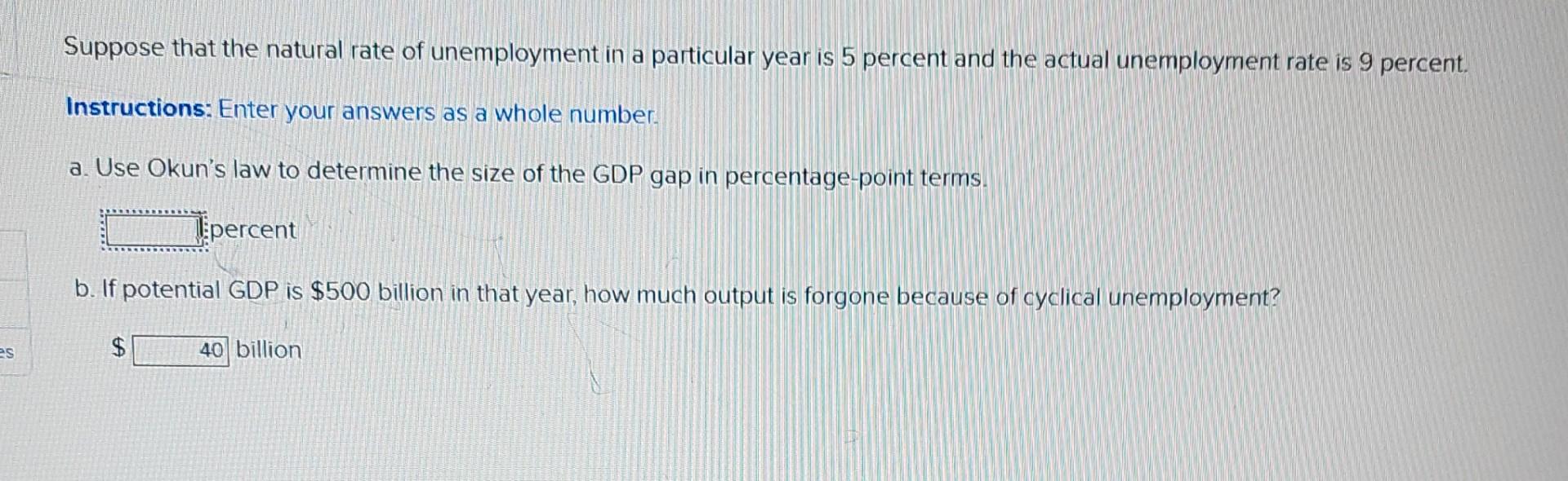 Solved Suppose That The Natural Rate Of Unemployment In A | Chegg.com