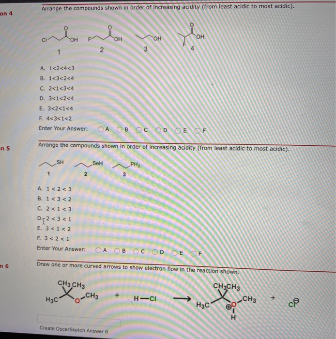 Solved Arrange The Compounds Shown In Order Of Increasing 5391