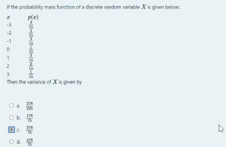 Solved If the probability mass function of a discrete random | Chegg.com