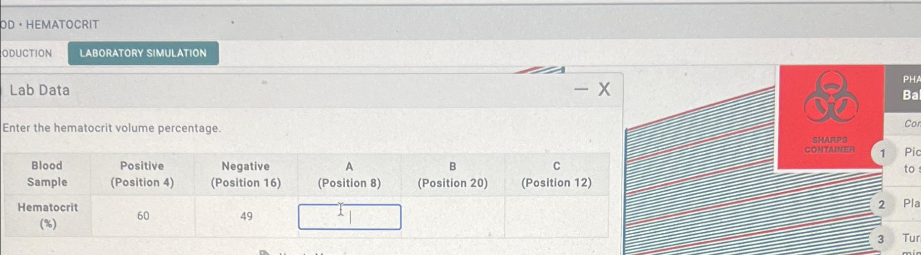 Solved OD * ﻿HEMATOCRITODUCTIONLab DataEnter The Hematocrit | Chegg.com