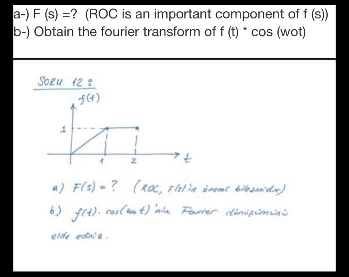Solved a-) F (s) =? (ROC is an important component of f (s)) | Chegg.com