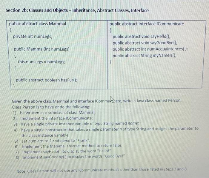 Solved Section 2b: Classes and objects - Inheritance, | Chegg.com