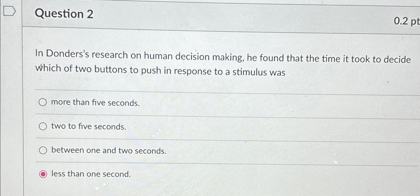 in donders experiment on decision making