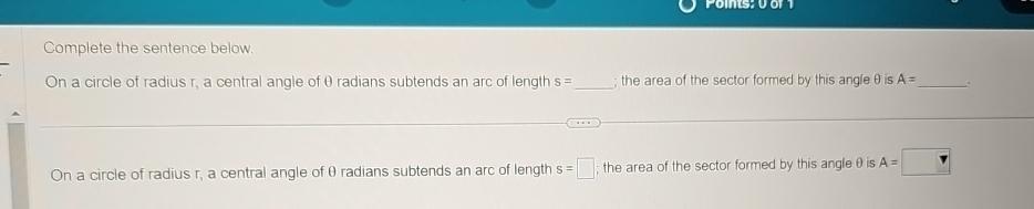 Solved Complete the sentence below.On a circle of radius I, | Chegg.com