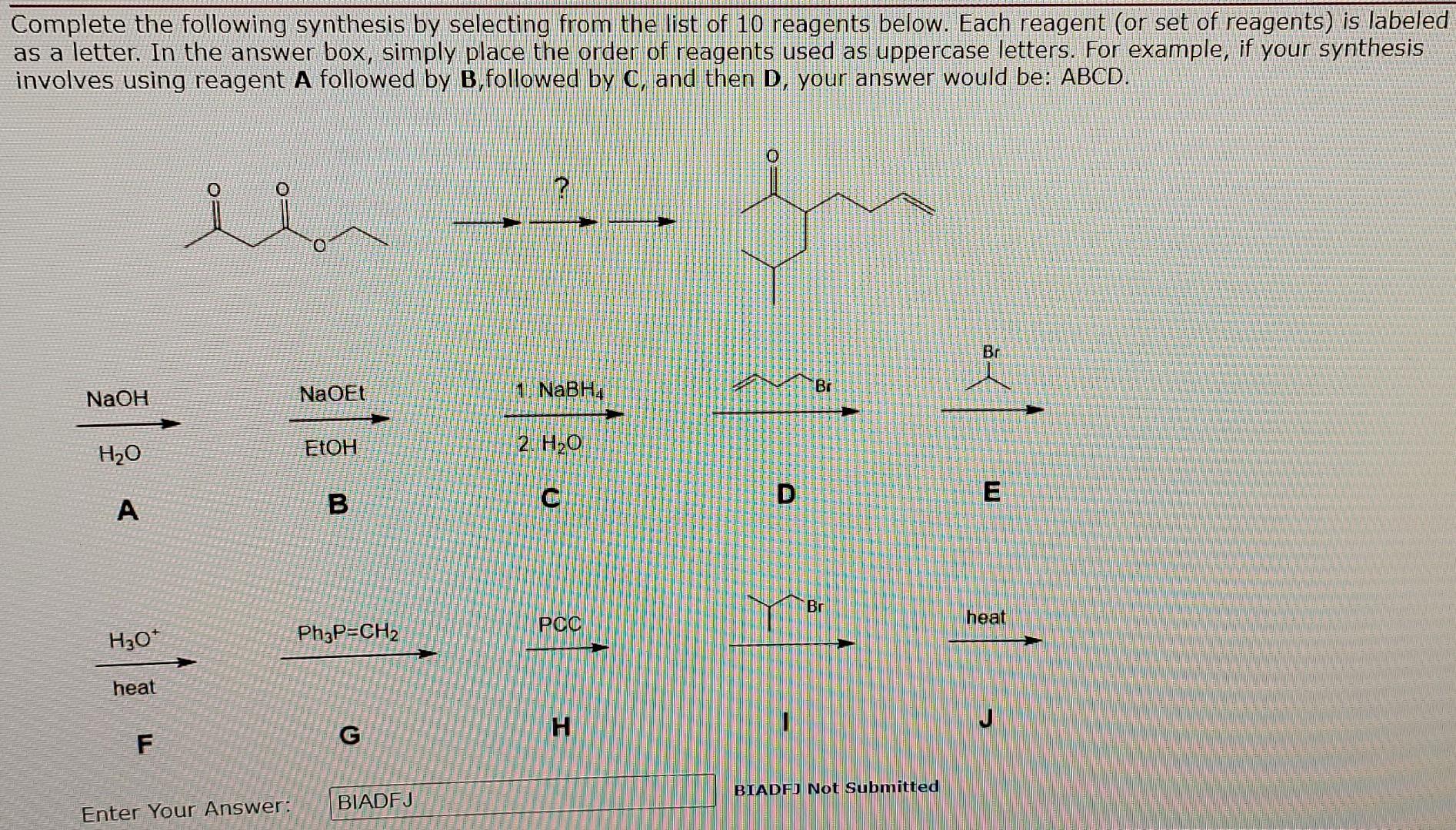 Solved Complete The Following Synthesis By Selecting From | Chegg.com