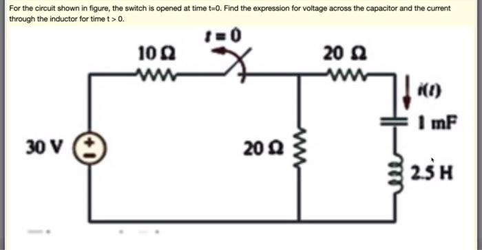 Solved For the circuit shown in figure, the switch is opened | Chegg.com