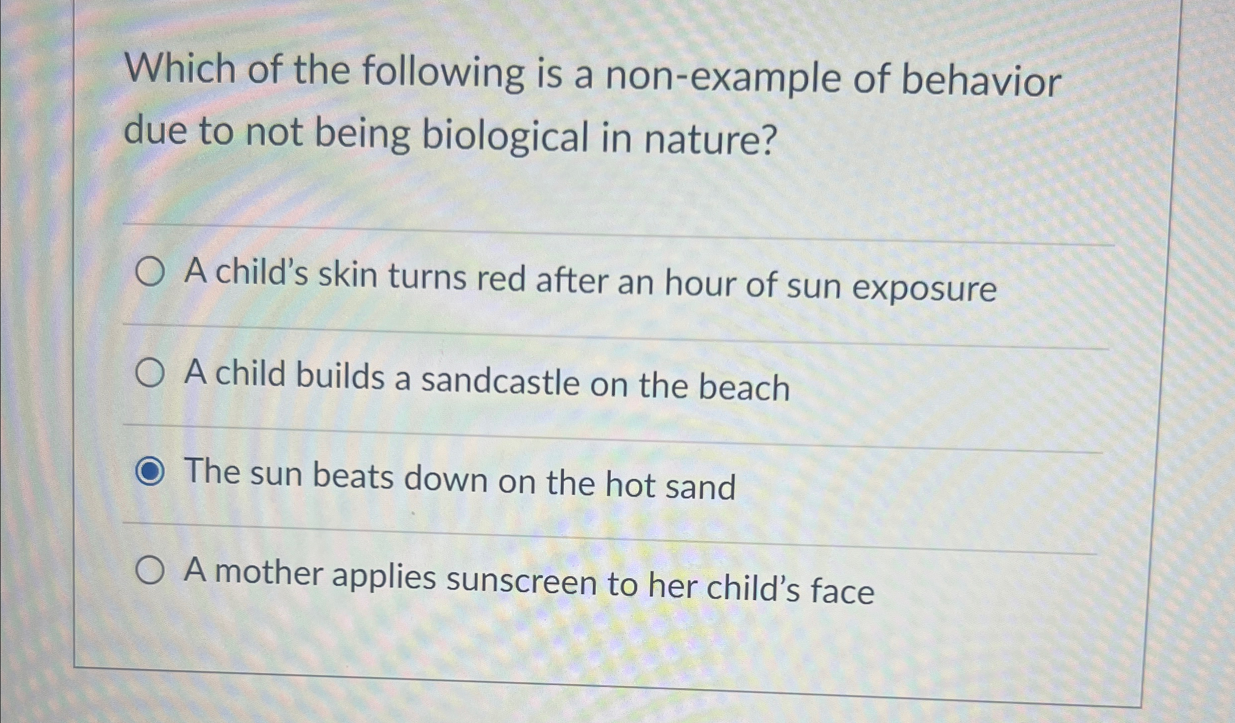 Solved Which of the following is a non-example of behavior | Chegg.com