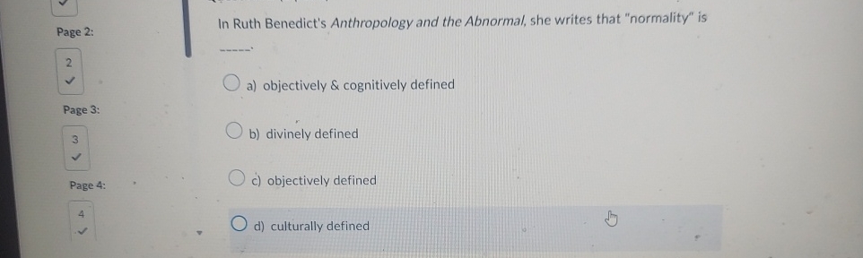 Solved Page 2:2Page 3:3Page 4:44d) ﻿culturally definedIn | Chegg.com