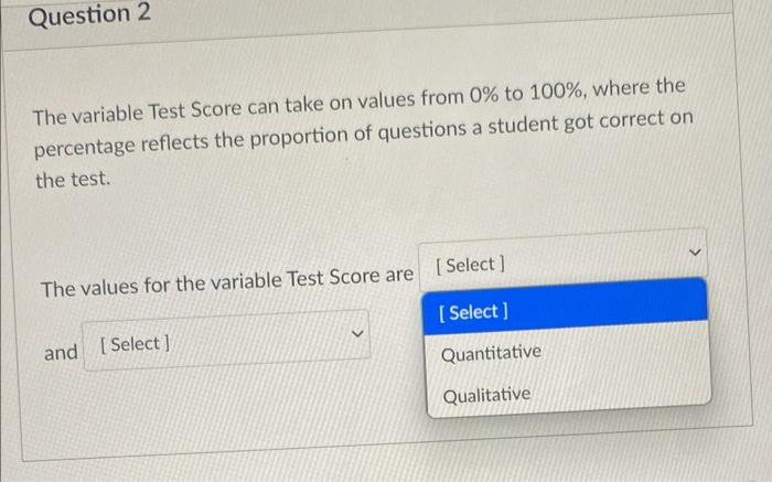 Solved The variable Test Score can take on values from 0% to | Chegg.com