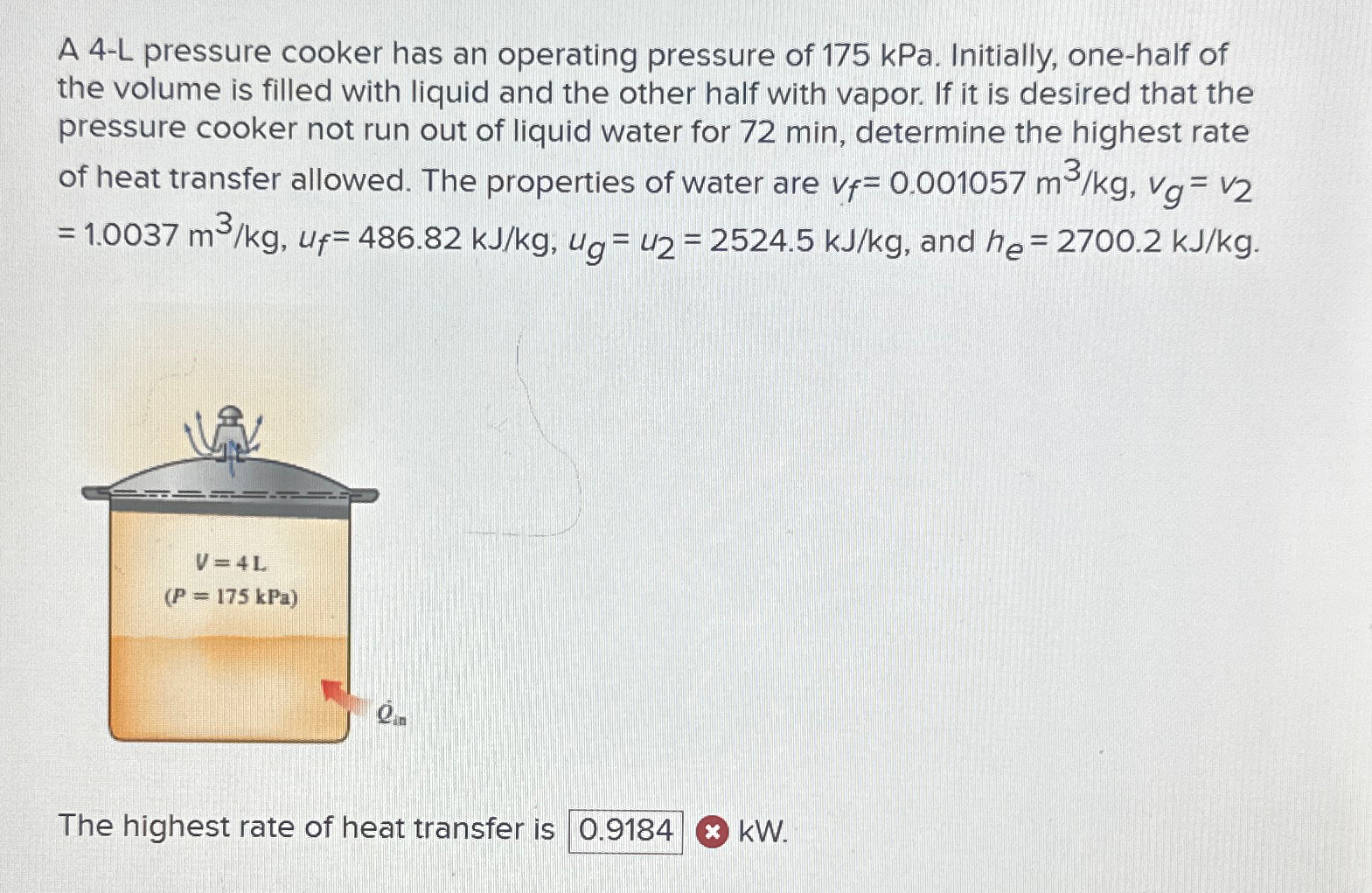 Solved A 4L pressure cooker has an operating pressure of