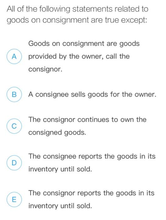 Solved All of the following statements related to goods on