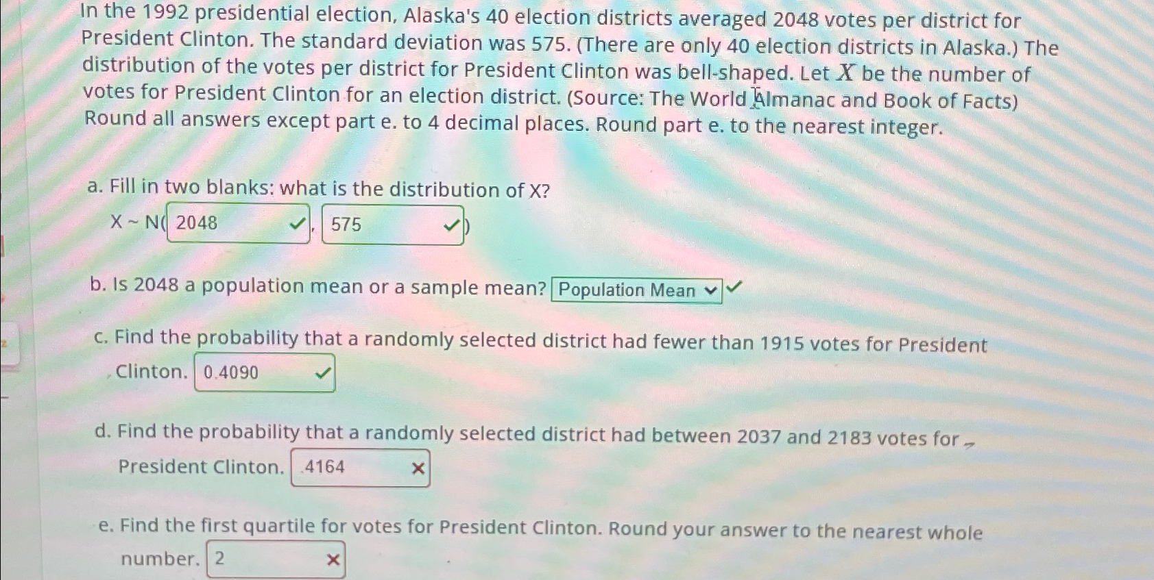 Solved In the 1992 ﻿presidential election, Alaska's 40