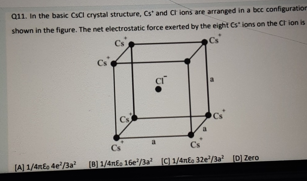 Solved Q11 ï In The Basic Cscl ï Crystal Structure Cs And Chegg Solved Q11 ï In The Basic Cscl ï Crystal Structure Cs And Chegg