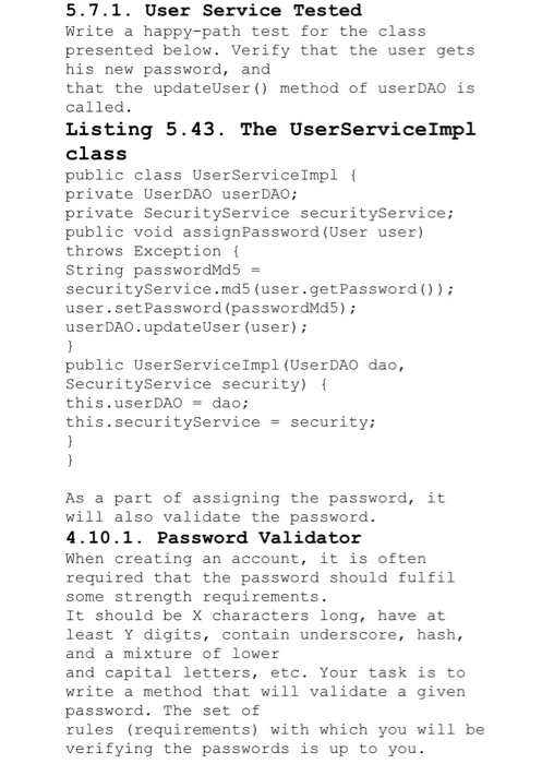 Write a test in java for the class | Chegg.com