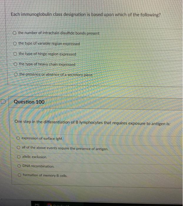 Solved Each Immunoglobulin Class Designation Is Based Upon Chegg