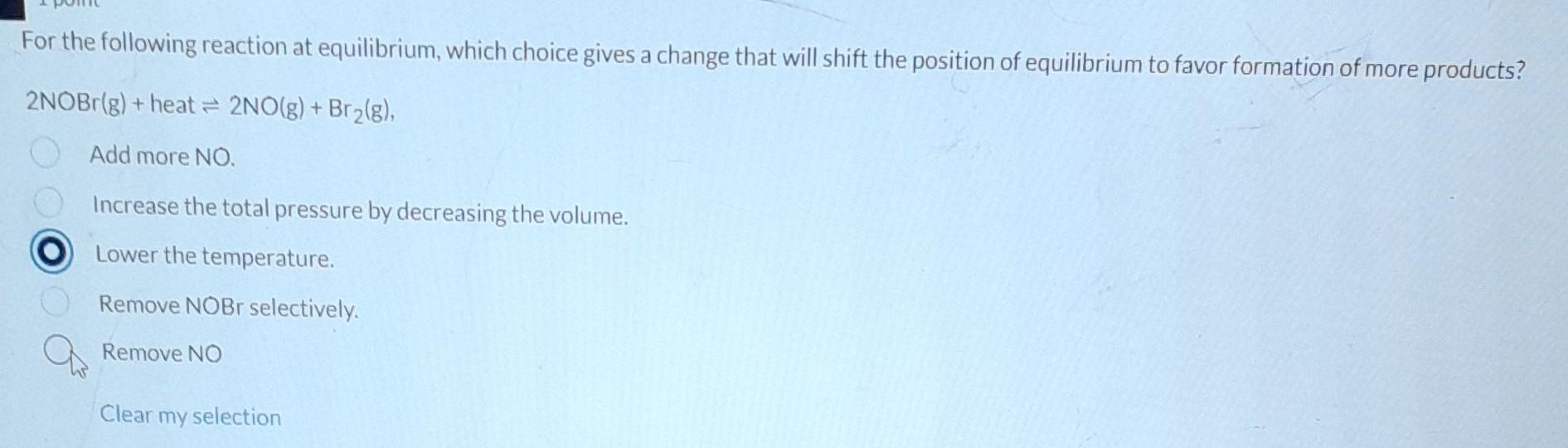 Solved For the following reaction at equilibrium, which | Chegg.com
