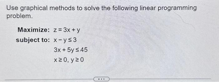 Solved Use graphical methods to solve the following linear | Chegg.com