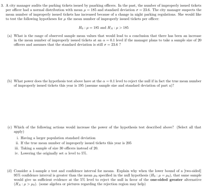 3 A City Manager Audits The Parking Tickets Issued Chegg Com