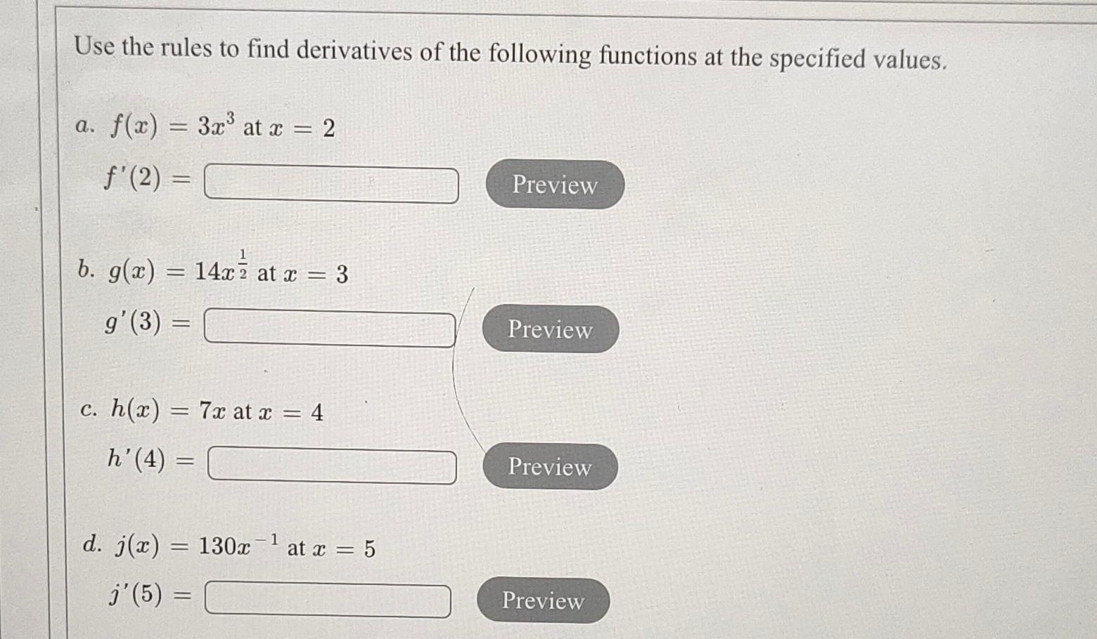 Solved Use the rules to find derivatives of the following | Chegg.com