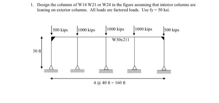 Solved 1. Design the columns of W14 W21 or W24 in the figure | Chegg.com