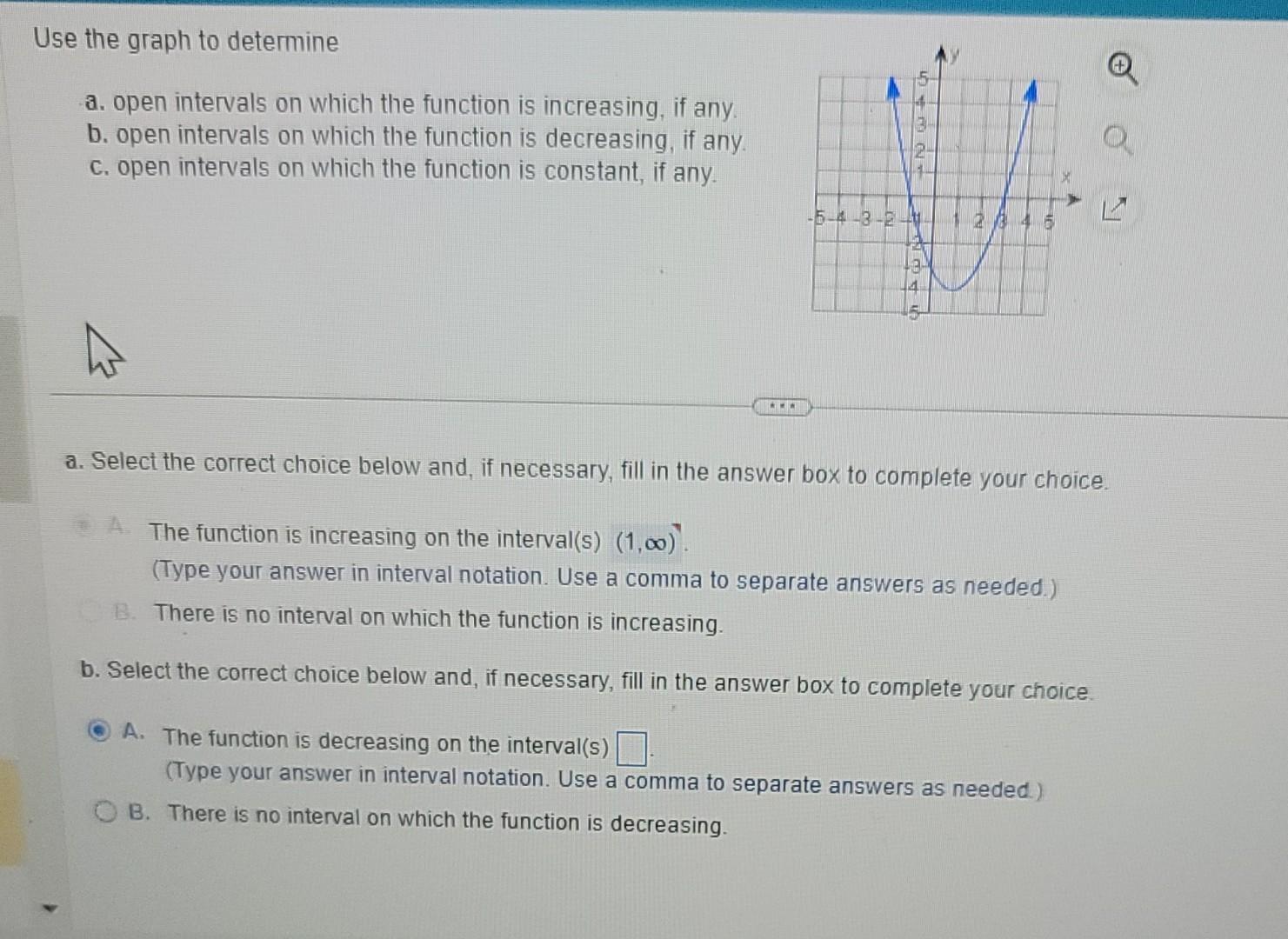 Solved Use the graph to determine a. open intervals on which | Chegg.com
