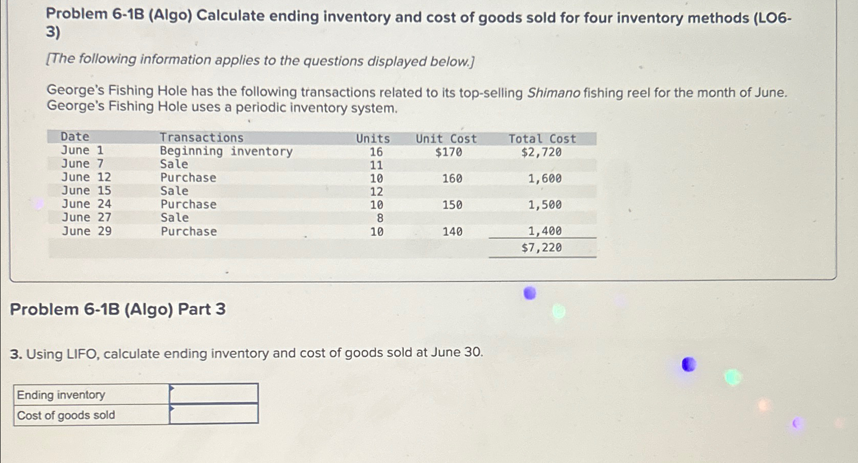 Solved Problem 6-1B (Algo) ﻿Calculate Ending Inventory And | Chegg.com